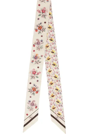 VALENTINO GARAVANI Foulard Papier beige à motif fleuri