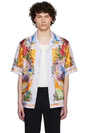 Casablanca Chemise à manches courtes multicolore en soie à imprimé 