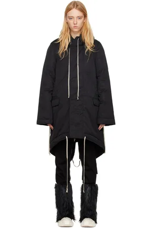 Rick Owens Manteau noir à ourlet queue-de-poisson