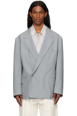 LEMAIRE Veston bleu en laine à double boutonnage