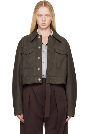 LEMAIRE Blouson écourté brun en denim à deux poches