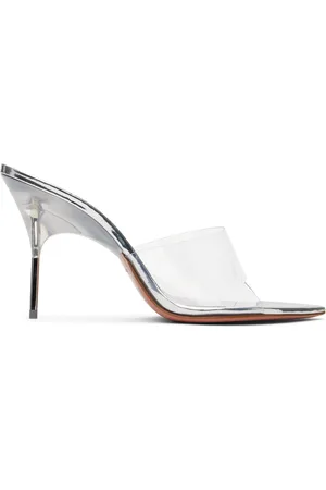 Amina Muaddi Mules Bianca 95 en vinyle transparent