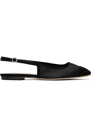 Aeyde Ballerines Geraldine noires en satin à bout renforcé