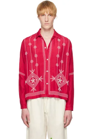 HARAGO Chemise rouge et blanc à perles
