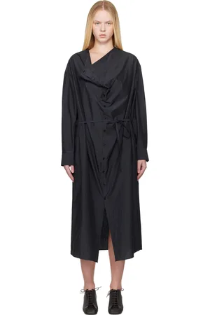 LEMAIRE Robe midi grise à encolure arrondie