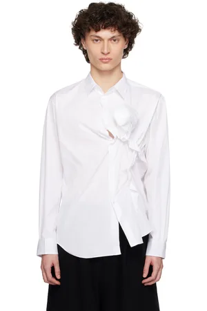 Comme des Garçons Chemise blanche en popeline de coton à appliqué de rose