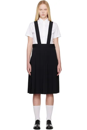Comme des Garçons Jupe midi de style tablier noire à plis