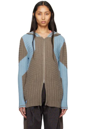Kiko Kostadinov Pull à capuche surdimensionné Dakota brun et bleu en tricot