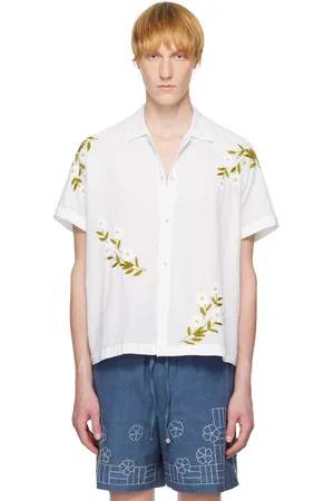 HARAGO Chemise blanche à images de marguerite brodées