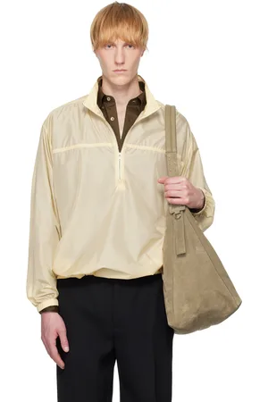 Auralee Blouson jaune en taffetas transparent léger de nylon à demi-glissière