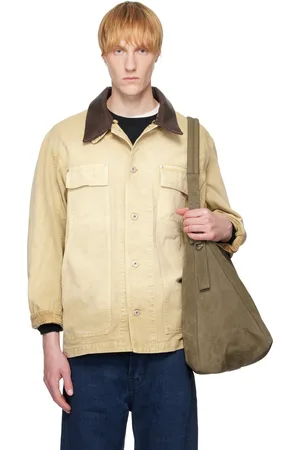 Auralee Blouson beige en coutil de coton bio