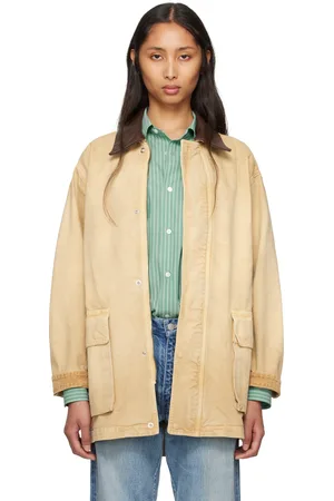 Auralee Blouson beige en coutil de coton bio