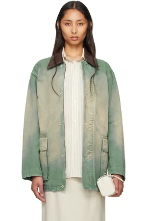 Auralee Blouson vert en coutil de coton bio