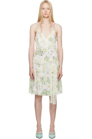 Anna Sui Robe à enfiler Romantic blanc cassé en crêpe chiffon à motif Rosies Posies