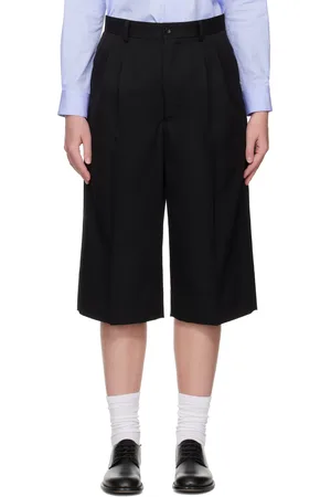 Comme des Garçons Pantalon ample noir en gabardine de laine à plis