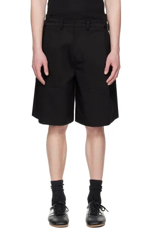 SYSTEM Short noir en sergé exclusif à SSENSE