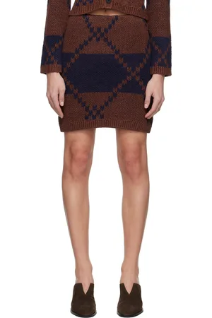 J.W.Anderson Minijupe bleu marine et brun à motif argyle