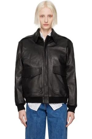 HOMMEGIRLS Blouson aviateur surdimensionné noir en cuir