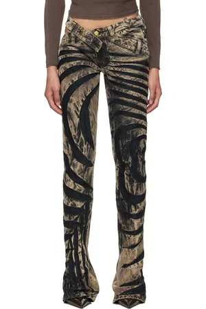 Masha Popova Jean skinny asymétrique Ripple beige et noir