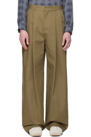SYSTEM Pantalon brun en sergé exclusif à SSENSE