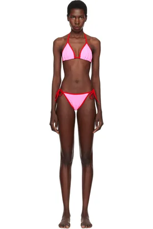 Hunza G Bikini Gina rose à garnitures contrastantes rouges