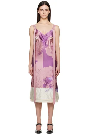 Erdem Robe midi de soirée à enfiler rose et mauve à col en V