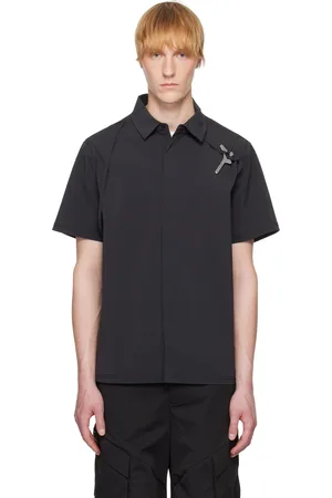 HELIOT EMIL Chemise Purulence noire en taffetas technique