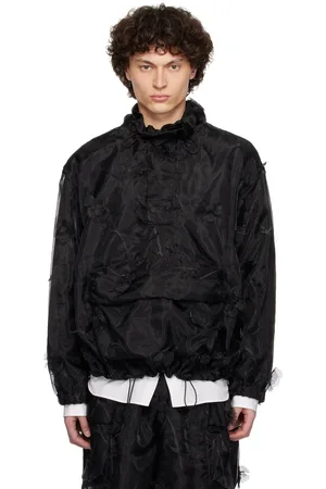Simone Rocha Blouson Cagoule noir en organza à appliqués d