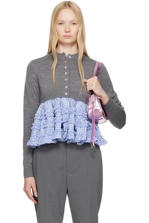 SANDY LIANG Cardigan Pawpaw gris et bleu