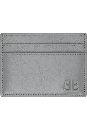 Balenciaga Porte-carte gris à logo BB Monaco