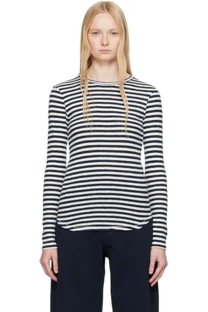 YMC T-shirt Earth bleu marine et blanc à rayures