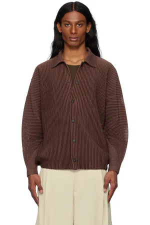 Issey Miyake Blouson brun à perforations