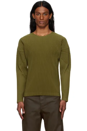 Issey Miyake T-shirt kaki - COLOR PLEATS