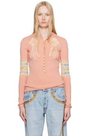 Conner Ives Henley à manches longues Sock rose