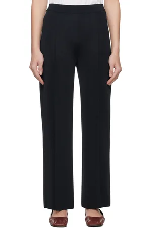 High Pantalon moulant bleu marine à jambes évasées