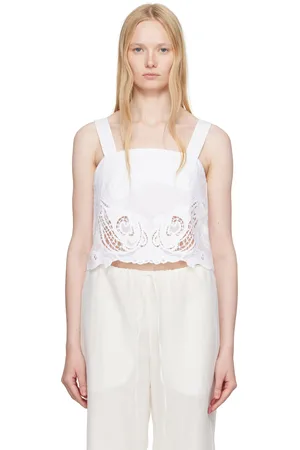 RAG&BONE Débardeur Clem blanche en popeline à garnitures en dentelle