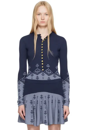 Conner Ives Henley à manches longues Sock bleu