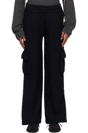 Isa Boulder Pantalon noir à motif chevronné exclusif à SSENSE