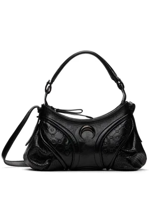 Marine Serre Sac Futura noir en cuir à motif Moonogram gaufré