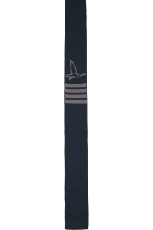 Thom Browne Cravate bleu marine et gris à image d