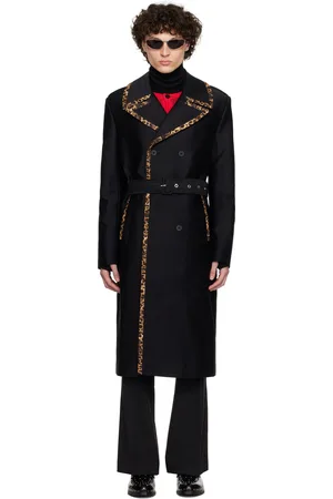 Ernest W. Baker Trench noir à garnitures à motif guépard