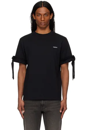 COPERNI T-shirt droit noir à volants et à logo