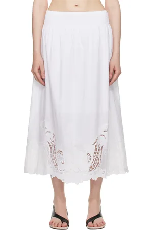 RAG&BONE Jupe midi Clem blanche à garniture en dentelle