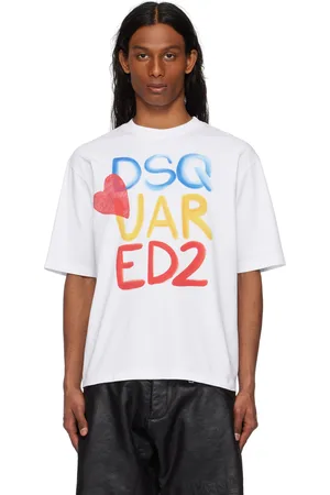 Dsquared2 T-shirt décontracté Summer Lovers blanc à logo multicolore