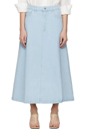 Nanushka Jupe midi Cintia bleue en denim