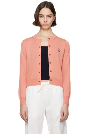 Maison Kitsuné Cardigan rose à coupe classique et à écusson à logo Bold Fox