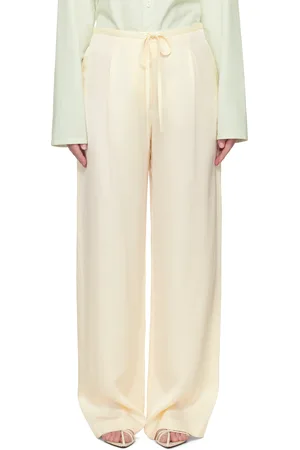 Rohe Pantalon décontracté blanc cassé à cordon coulissant