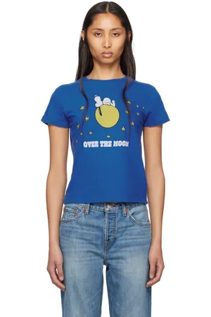 RE/DONE T-shirt bleu à image de Snoopy sur la lune - Peanuts