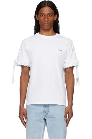 COPERNI T-shirt droit blanc à volants et à logo