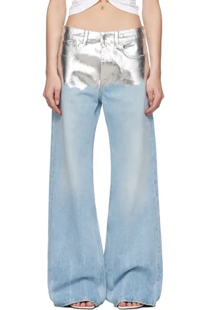 Paco rabanne Jean ample bleu et argenté